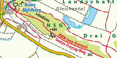 Ausschnitt aus der Wander -und Fahrradkarte Wittenberg