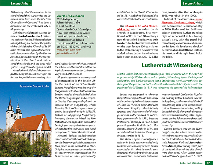 Eine Seite aus dem Reiseführer Discover Martin Luther Travel Guide