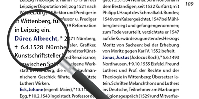 Eine Lupe liegt über dem Personenregister