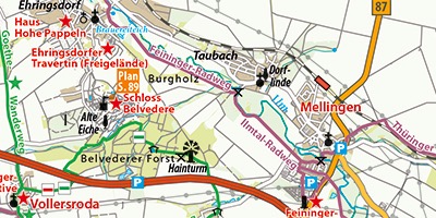 Ausschnitt aus der Wander -und Fahrradkarte Weimar